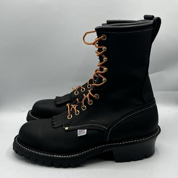 Carolina 9" Maple Steel Toe Work Boot Black Leather Mens Size 8.5 D Made in Usa - Picture 5 of 14